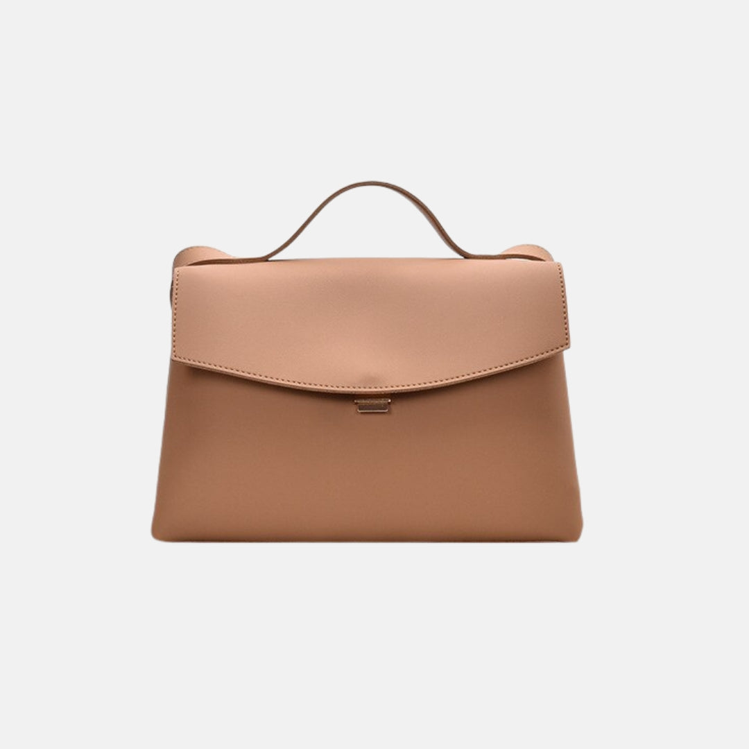 Beige leather shoulder bag and handbag