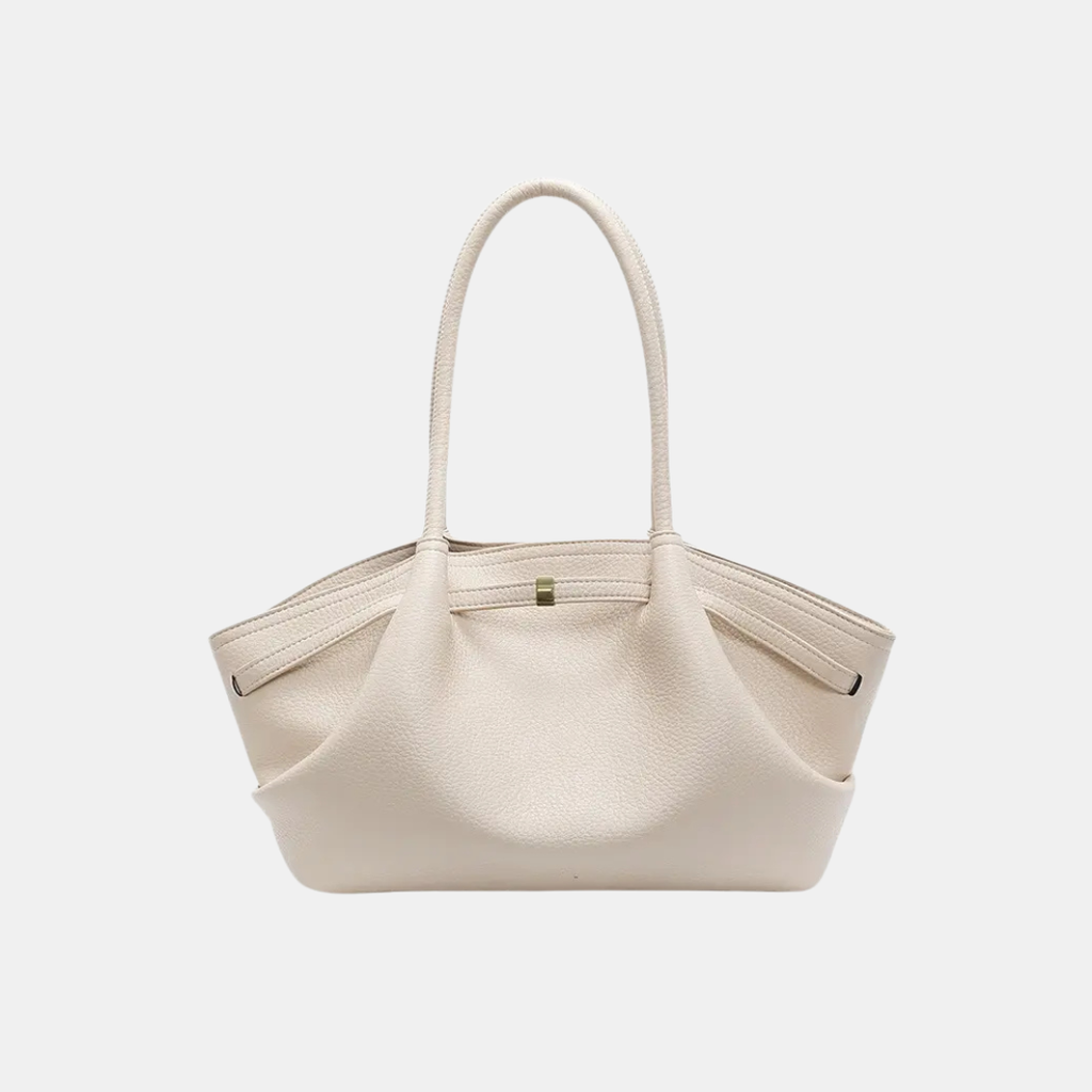 Beige leather handbag and shoulder bag