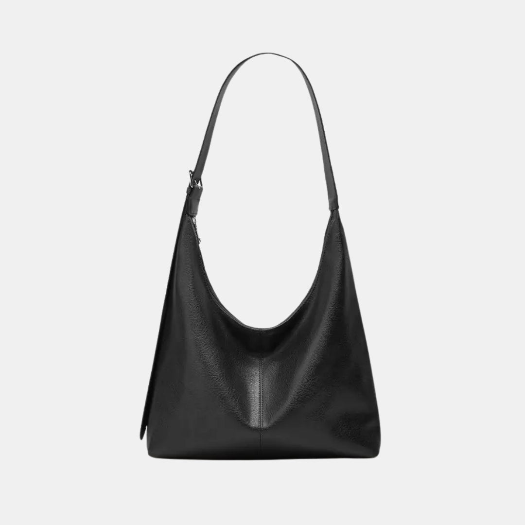 Black leather minimalist shoulder bag