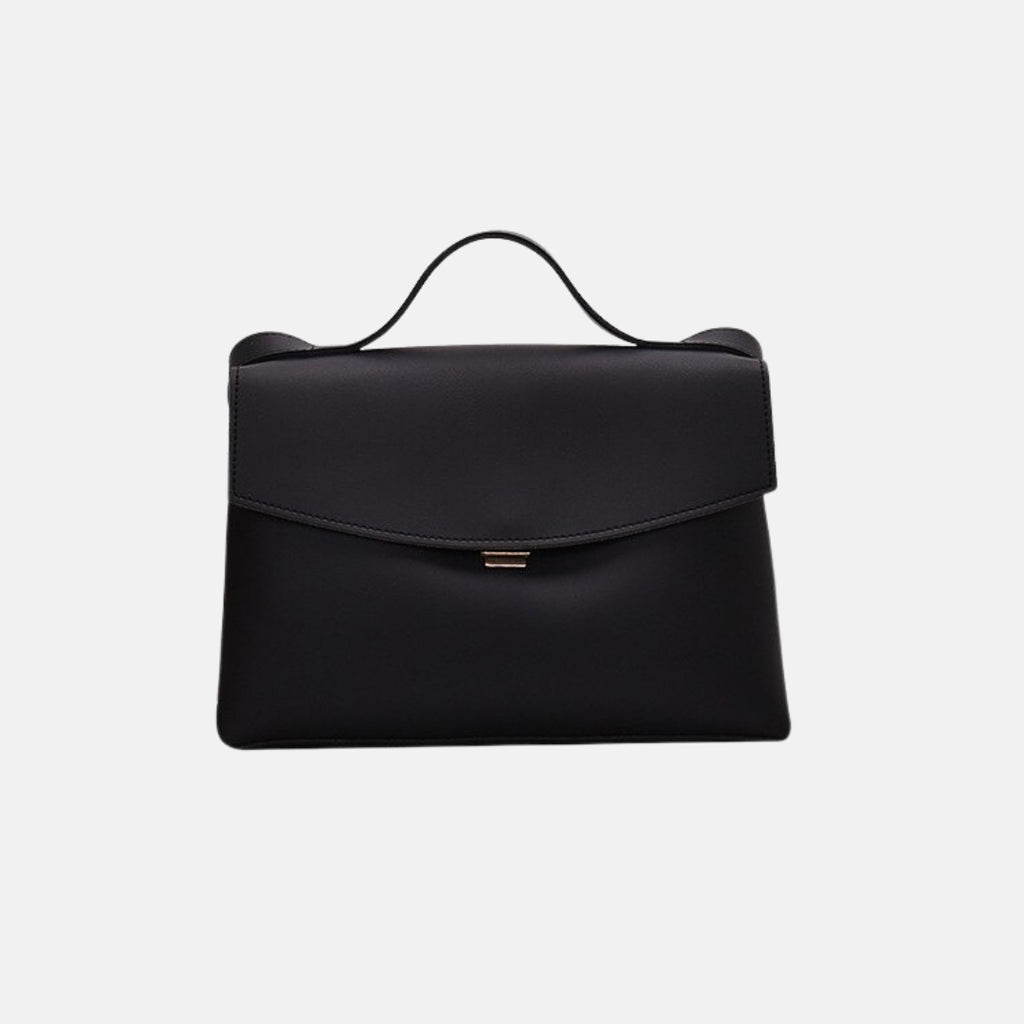 Black leather shoulder bag and handbag