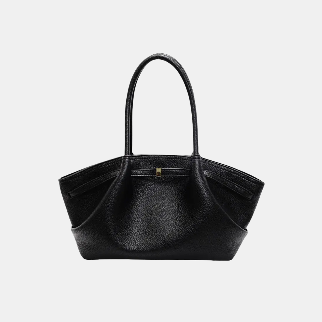 Black leather handbag and shoulder bag