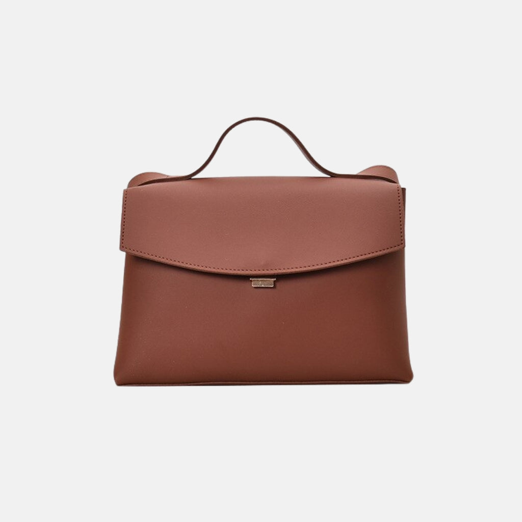 Red leather shoulder bag and handbag