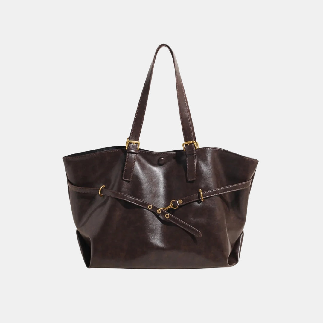 Brown leather shoulder bag