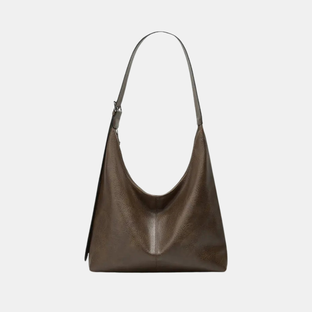 Light brown leather minimalist shoulder bag
