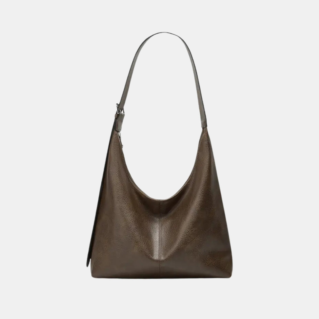 Light brown leather minimalist shoulder bag