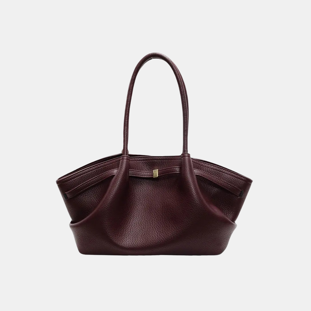 Red leather handbag and shoulder bag