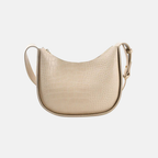 Beige crocodile-patterned woman leather crossbody bag