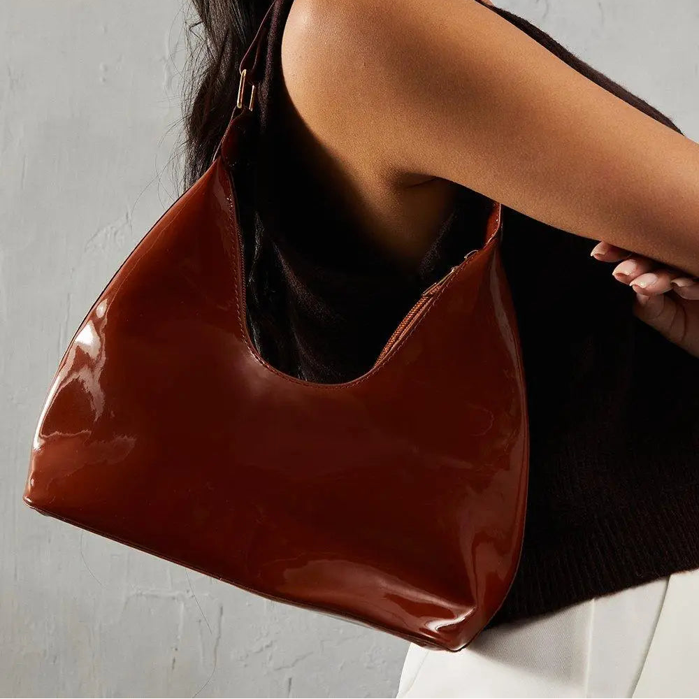Glossy leather handbag and purse