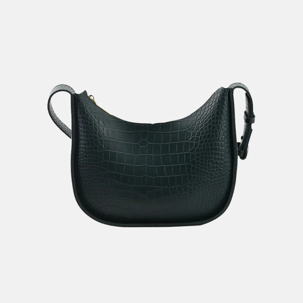Green crocodile-patterned woman leather crossbody bag